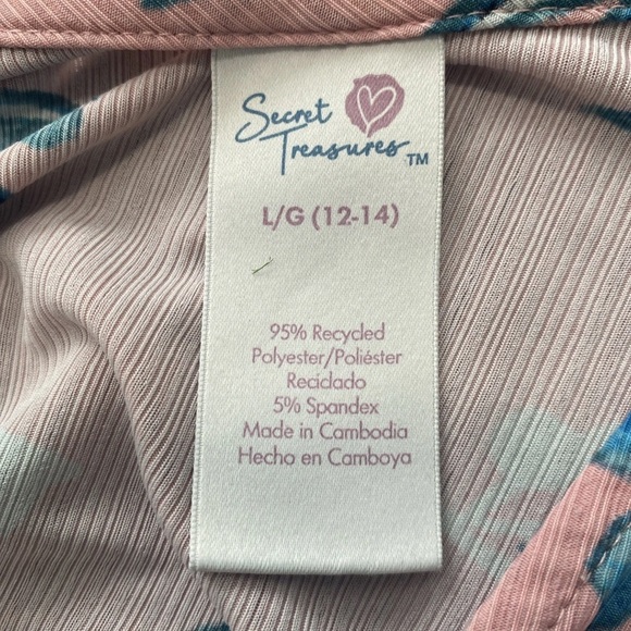 Secret Treasures Top Women's Large 12/14 Multicolor Pink Floral Sleeveless - Picture 6 of 7